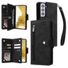 For Samsung Galaxy S22+ Rivet Buckle 9 Cards Three Fold Leather Phone Case(Black) - 1