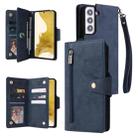 For Samsung Galaxy S22+ Rivet Buckle 9 Cards Three Fold Leather Phone Case(Blue) - 1