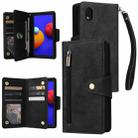 For Samsung Galaxy A01 Core Rivet Buckle 9 Cards Three Fold Leather Phone Case(Black) - 1