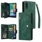 For Samsung Galaxy A02 Rivet Buckle 9 Cards Three Fold Leather Phone Case(Green) - 1