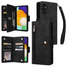 For Samsung Galaxy A13 5G Rivet Buckle 9 Cards Three Fold Leather Phone Case(Black) - 1