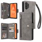For Samsung Galaxy A32 5G Rivet Buckle 9 Cards Three Fold Leather Phone Case(Grey) - 1