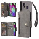 For Samsung Galaxy A40 Rivet Buckle 9 Cards Three Fold Leather Phone Case(Grey) - 1