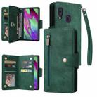 For Samsung Galaxy A40 Rivet Buckle 9 Cards Three Fold Leather Phone Case(Green) - 1