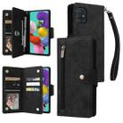 For Samsung Galaxy A51 Rivet Buckle 9 Cards Three Fold Leather Phone Case(Black) - 1