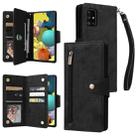 For Samsung Galaxy A51 5G Rivet Buckle 9 Cards Three Fold Leather Phone Case(Black) - 1