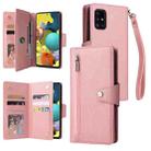 For Samsung Galaxy A51 5G Rivet Buckle 9 Cards Three Fold Leather Phone Case(Rose Gold) - 1
