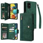 For Samsung Galaxy A51 5G Rivet Buckle 9 Cards Three Fold Leather Phone Case(Green) - 1