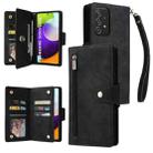 For Samsung Galaxy A52 5G Rivet Buckle 9 Cards Three Fold Leather Phone Case(Black) - 1