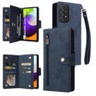 For Samsung Galaxy A52 5G Rivet Buckle 9 Cards Three Fold Leather Phone Case(Blue) - 1