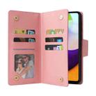 For Samsung Galaxy A52 5G Rivet Buckle 9 Cards Three Fold Leather Phone Case(Rose Gold) - 4