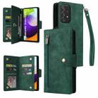 For Samsung Galaxy A52 5G Rivet Buckle 9 Cards Three Fold Leather Phone Case(Green) - 1