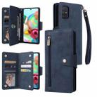 For Samsung Galaxy A71 Rivet Buckle 9 Cards Three Fold Leather Phone Case(Blue) - 1