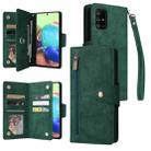 For Samsung Galaxy A71 5G Rivet Buckle 9 Cards Three Fold Leather Phone Case(Green) - 1