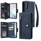 For Samsung Galaxy Note10 Rivet Buckle 9 Cards Three Fold Leather Phone Case(Blue) - 1