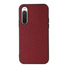 For Sony Xperia 10 IV Carbon Fiber Skin PU + PC + TPU Shockprof Protective Phone Case(Red) - 1