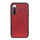 For Sony Xperia 10 IV Two-color Cowhide Texture PU Shockproof Phone Case(Red) - 1