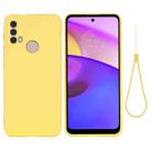 For Motorola Moto E20 / E30 / E40 Pure Color Liquid Silicone Shockproof Phone Case(Yellow) - 1
