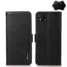 For Xiaomi Redmi 10A KHAZNEH Side-Magnetic Litchi Genuine Leather RFID Phone Case(Black) - 1