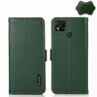 For Xiaomi Redmi 10A KHAZNEH Side-Magnetic Litchi Genuine Leather RFID Phone Case(Green) - 1