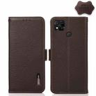 For Xiaomi Redmi 10A KHAZNEH Side-Magnetic Litchi Genuine Leather RFID Phone Case(Brown) - 1