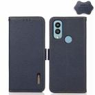 For Kyocera Android One S9 KHAZNEH Side-Magnetic Litchi Genuine Leather RFID Phone Case(Blue) - 1