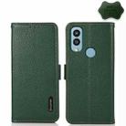 For Kyocera Android One S9 KHAZNEH Side-Magnetic Litchi Genuine Leather RFID Phone Case(Green) - 1
