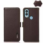 For Kyocera Android One S9 KHAZNEH Side-Magnetic Litchi Genuine Leather RFID Phone Case(Brown) - 1