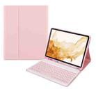 +X3 Universal Candy Color Round Keys Bluetooth Keyboard Leather Case(Light Pink) - 1