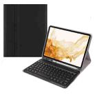 +X3 Universal Candy Color Round Keys Bluetooth Keyboard Leather Case(Black) - 1