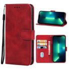 For iPhone 14 Plus Leather Phone Case  (Red) - 1