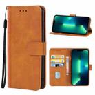 For iPhone 14 Plus Leather Phone Case  (Brown) - 1