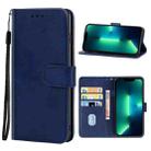 For iPhone 14 Plus Leather Phone Case  (Blue) - 1