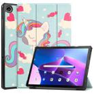 For Lenovo Tab M10 Plus 10.6 3rd Gen 2022 Custer Painted 3-Fold Holder Leather Tablet Case(Unicorn) - 1