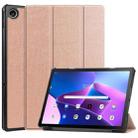 For Lenovo Tab M10 Plus 10.6 3rd Gen 2022 Custer Texture 3-Fold Holder Smart Leather Tablet Case(Rose Gold) - 1