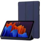 For Samsung Galaxy Tab S8 / S7 3-Fold Holder Silicone Leather Tablet Case(Dark Blue) - 1