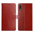 For LG K22 Y Stitching Horizontal Flip Leather Phone Case(Brown) - 1