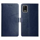 For LG K42 Y Stitching Horizontal Flip Leather Phone Case(Blue) - 1