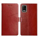 For LG K42 Y Stitching Horizontal Flip Leather Phone Case(Brown) - 1