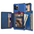 For iPhone 11 10-Card Wallet Bag PU Back Phone Case (Blue) - 1