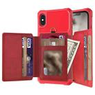 10-Card Wallet Bag PU Back Phone Case For iPhone X / XS(Red) - 1