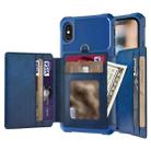 10-Card Wallet Bag PU Back Phone Case For iPhone X / XS(Blue) - 1