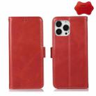 For iPhone 13 Pro Crazy Horse Top Layer Cowhide Leather Phone Case (Red) - 1