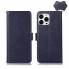 For iPhone 13 Pro Crazy Horse Top Layer Cowhide Leather Phone Case (Blue) - 1