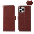 For iPhone 13 Pro Crazy Horse Top Layer Cowhide Leather Phone Case (Brown) - 1