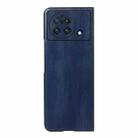 For vivo X Fold Precise Hole Yellow Cow Texture PU Phone Case(Blue) - 1