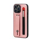 Sliding Invisible Holder Phone Case with Touch Screen Pen For iPhone 12 Pro(Rose Gold) - 1