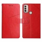 For Motorola Moto E40 Y Stitching Horizontal Flip Leather Phone Case(Red) - 1