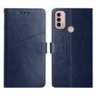 For Motorola Moto E40 Y Stitching Horizontal Flip Leather Phone Case(Blue) - 1