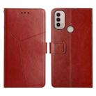 For Motorola Moto E40 Y Stitching Horizontal Flip Leather Phone Case(Brown) - 1